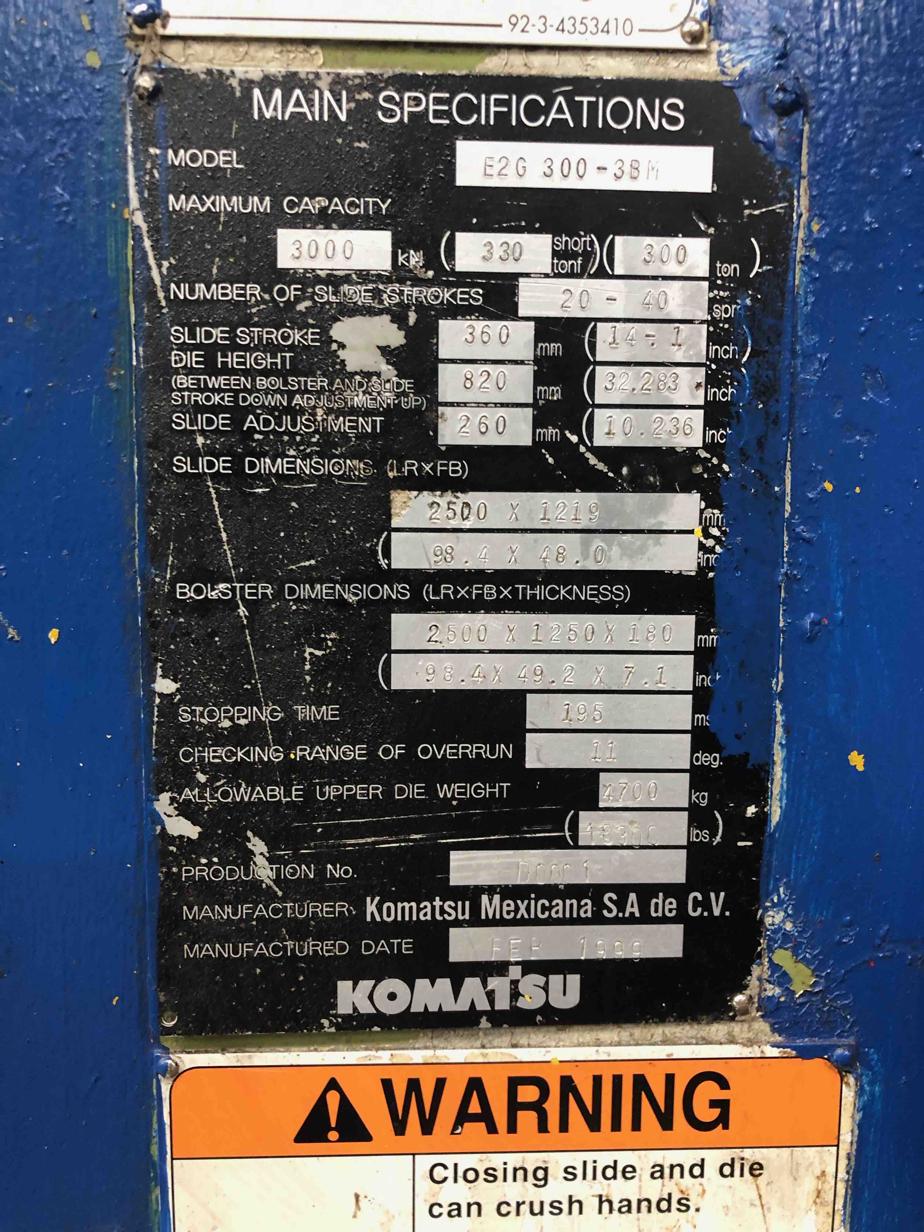 Presses (General)/KomatsuE2G300-3BM