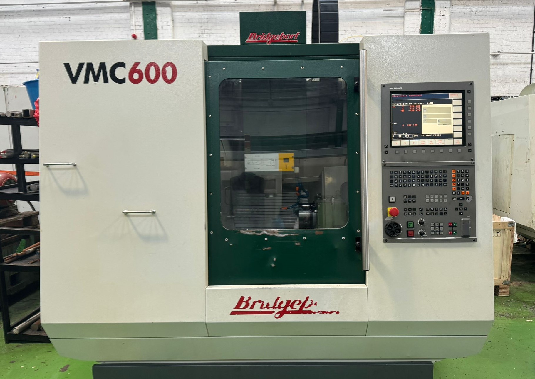 Vertical Machining Centres/BRIDGEPORT VMC600 Vertical Machining Centre with 4th Axis Attachment. Heidenhain TNC530 Control.