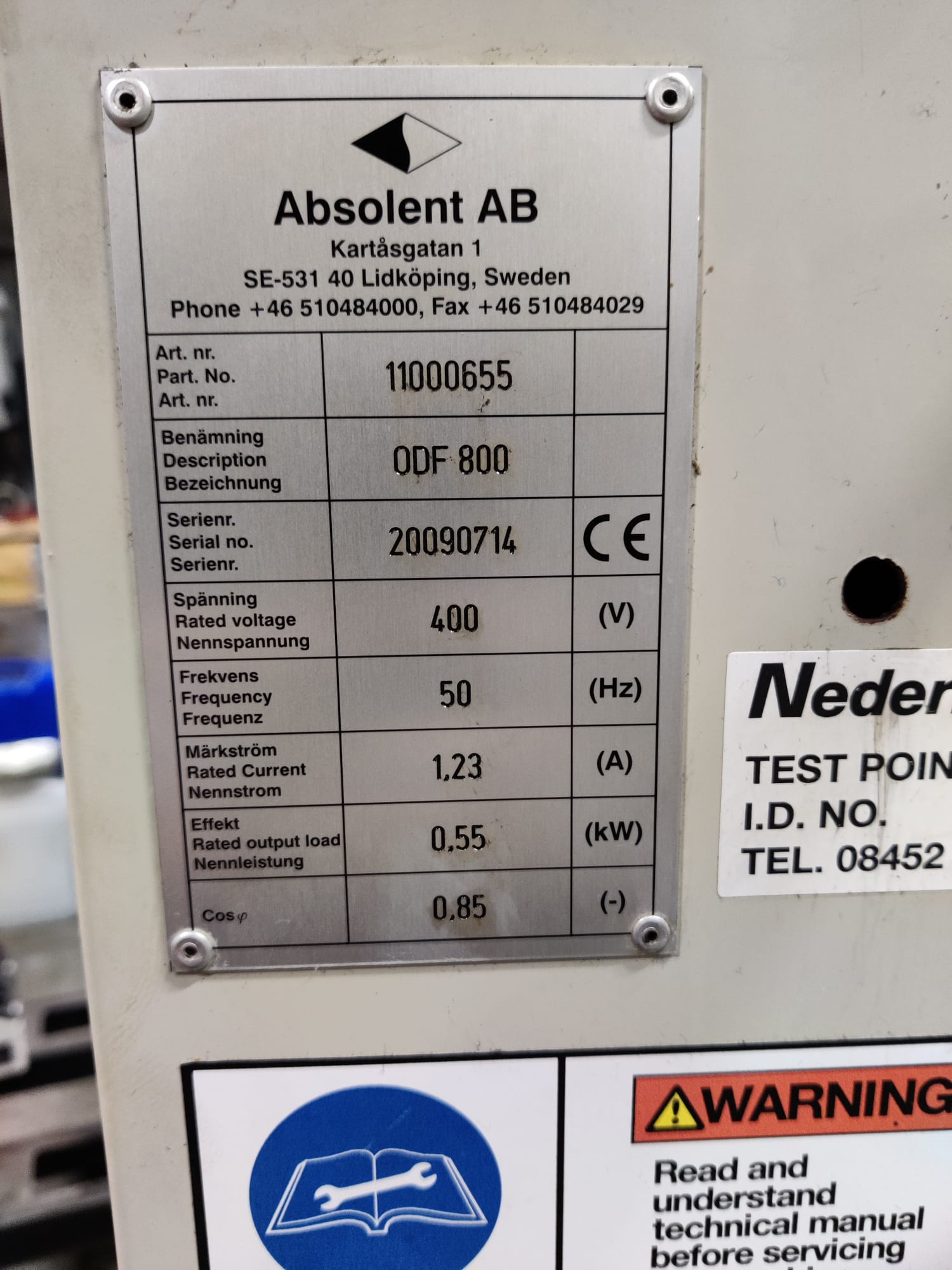 Other Machines/Used Absolent ODF800 Oil Mist Filtration Unit (4653)