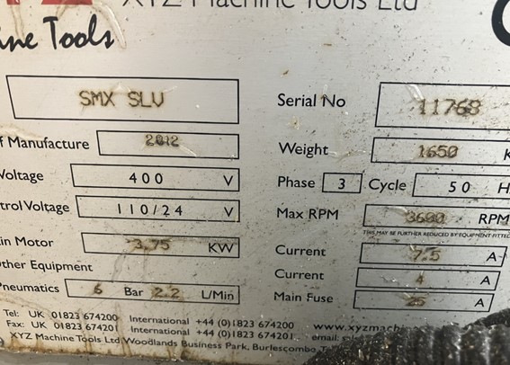 Milling/Used XYZ SMX2 SLV (4628)