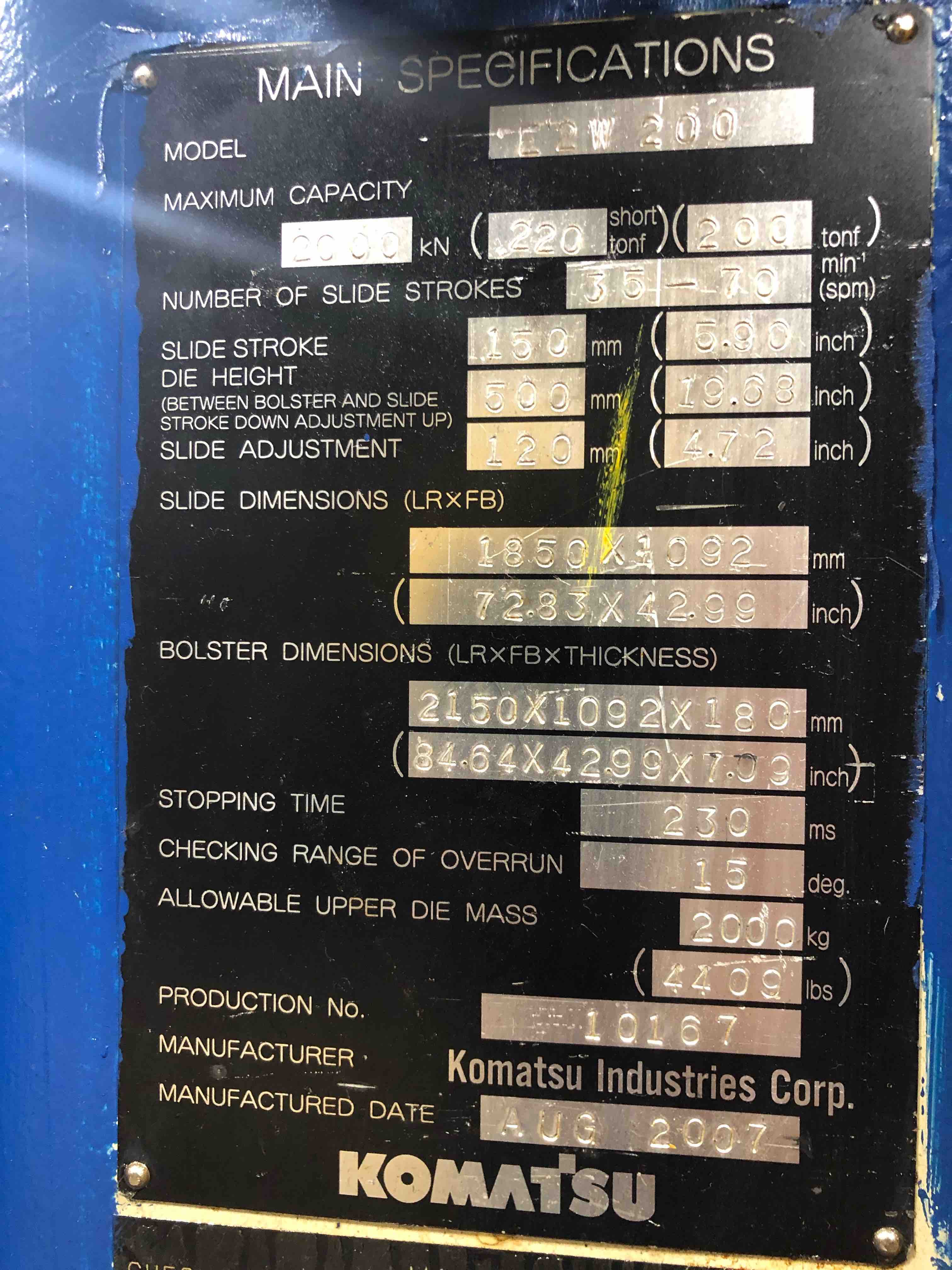 Presses (General)/KomatsuE2W200