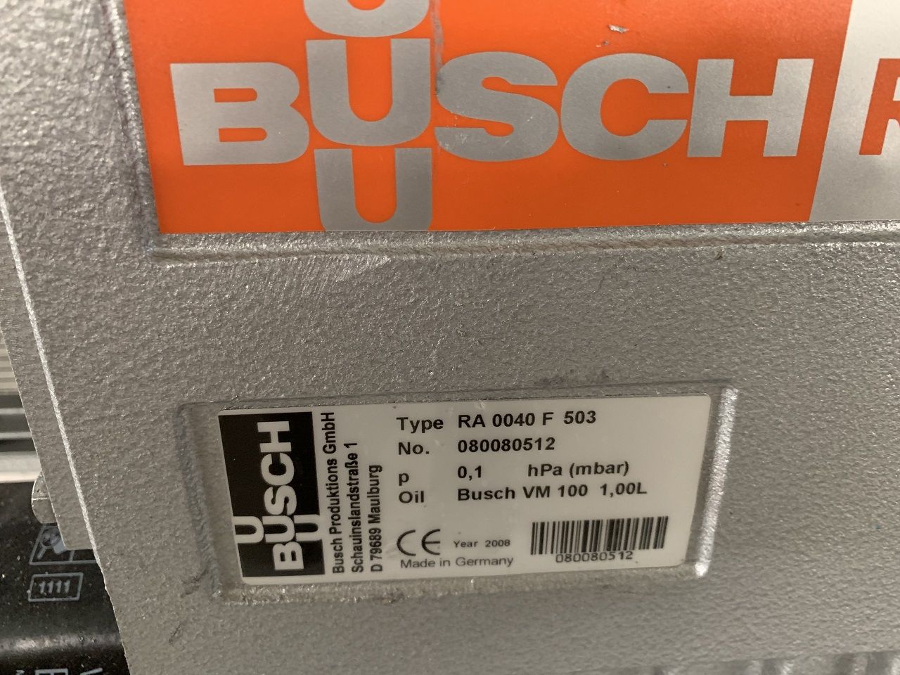 Miscellaneous/VACUUM PUMP BUSCH TYPE RA-0040 F