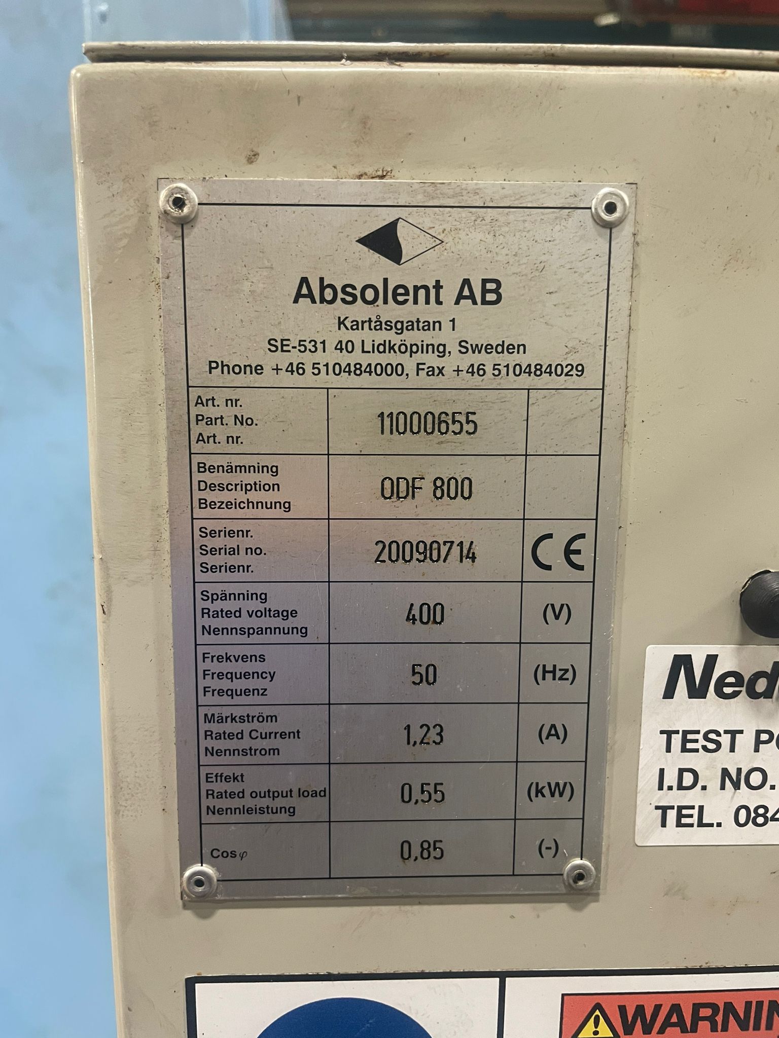 Fume Extraction/Used Absolent ODF800 Oil Mist Filtration Unit (4265)