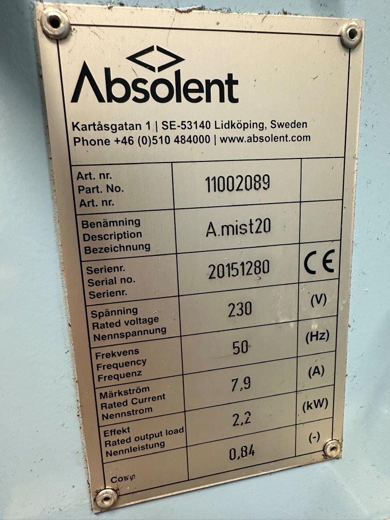 Fume Extraction/Used Absolent Oil Mist Filtration Unit, Model A.Mist 20 (4251)