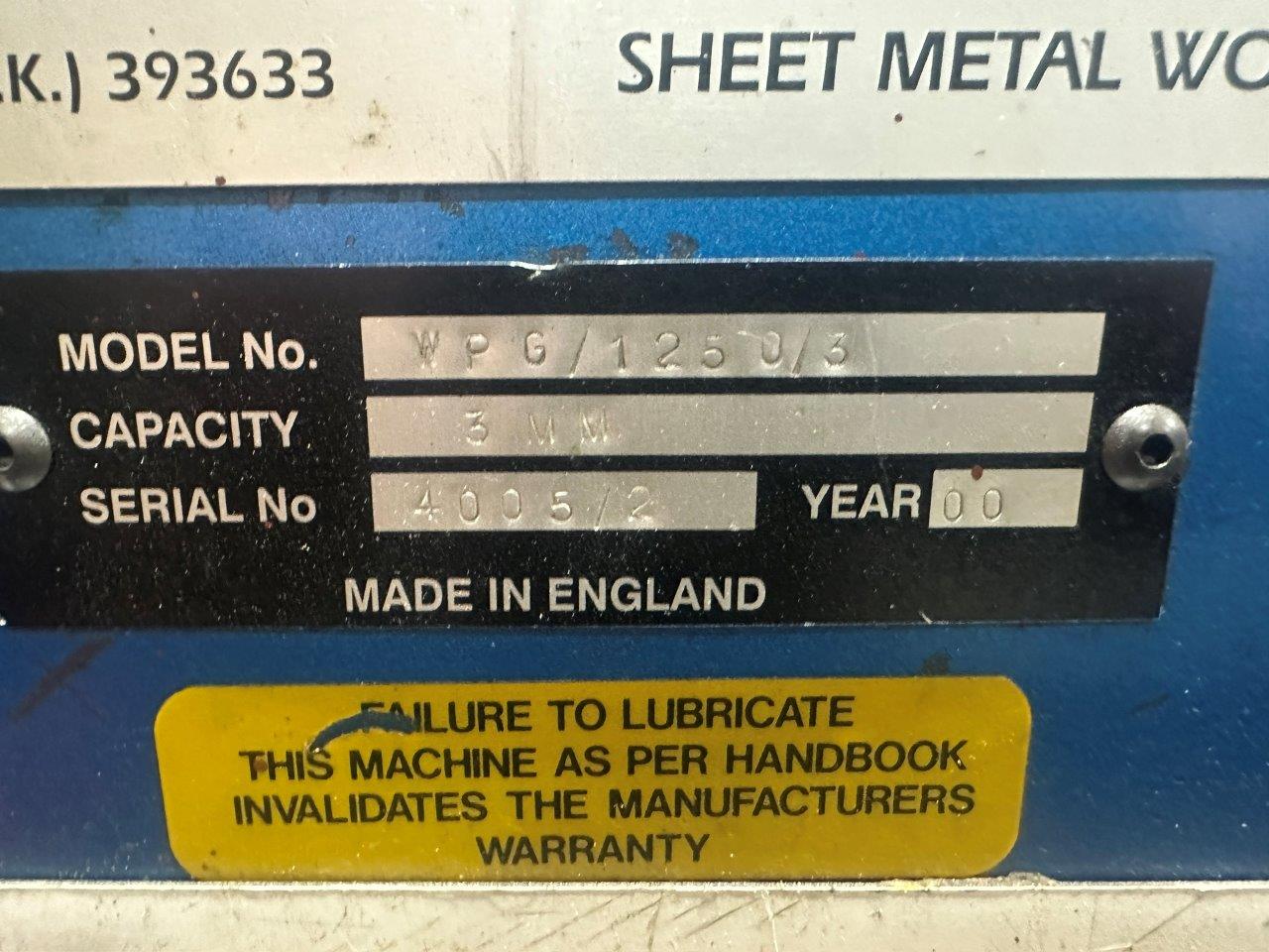 Shearing/Used Walton WPG/1250/3 mechanical shear (4879)
