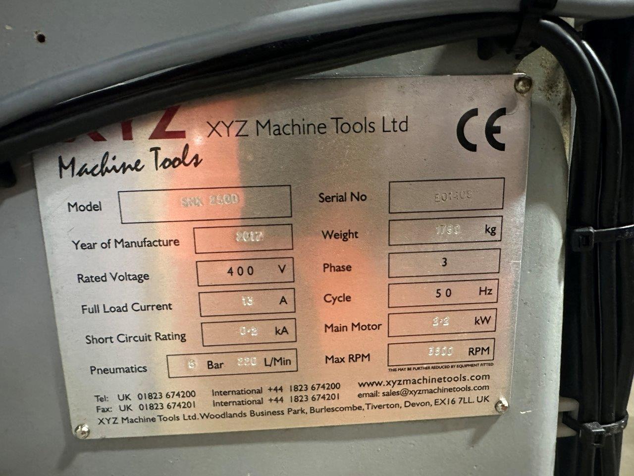 Bed Type Milling/Used XYZ ProtoTRAK SMX2500 CNC Bed Mill (4818)