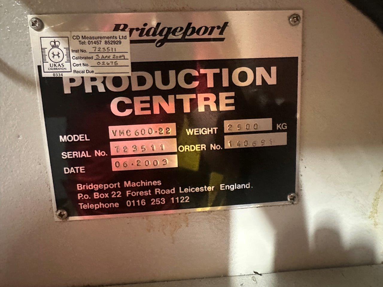 Vertical Machining Centres/Used Bridgeport VMC600/22 Digital (4793)