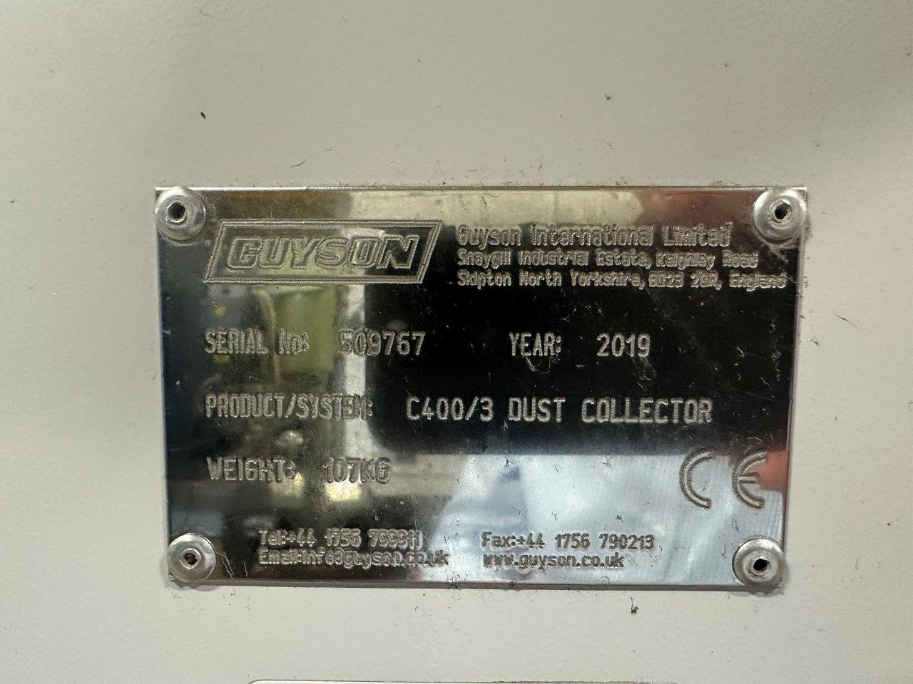 Finishing/Used Guyson Euroblast 4SF Blast Cabinet and Model C400/3 dust collector (4904)