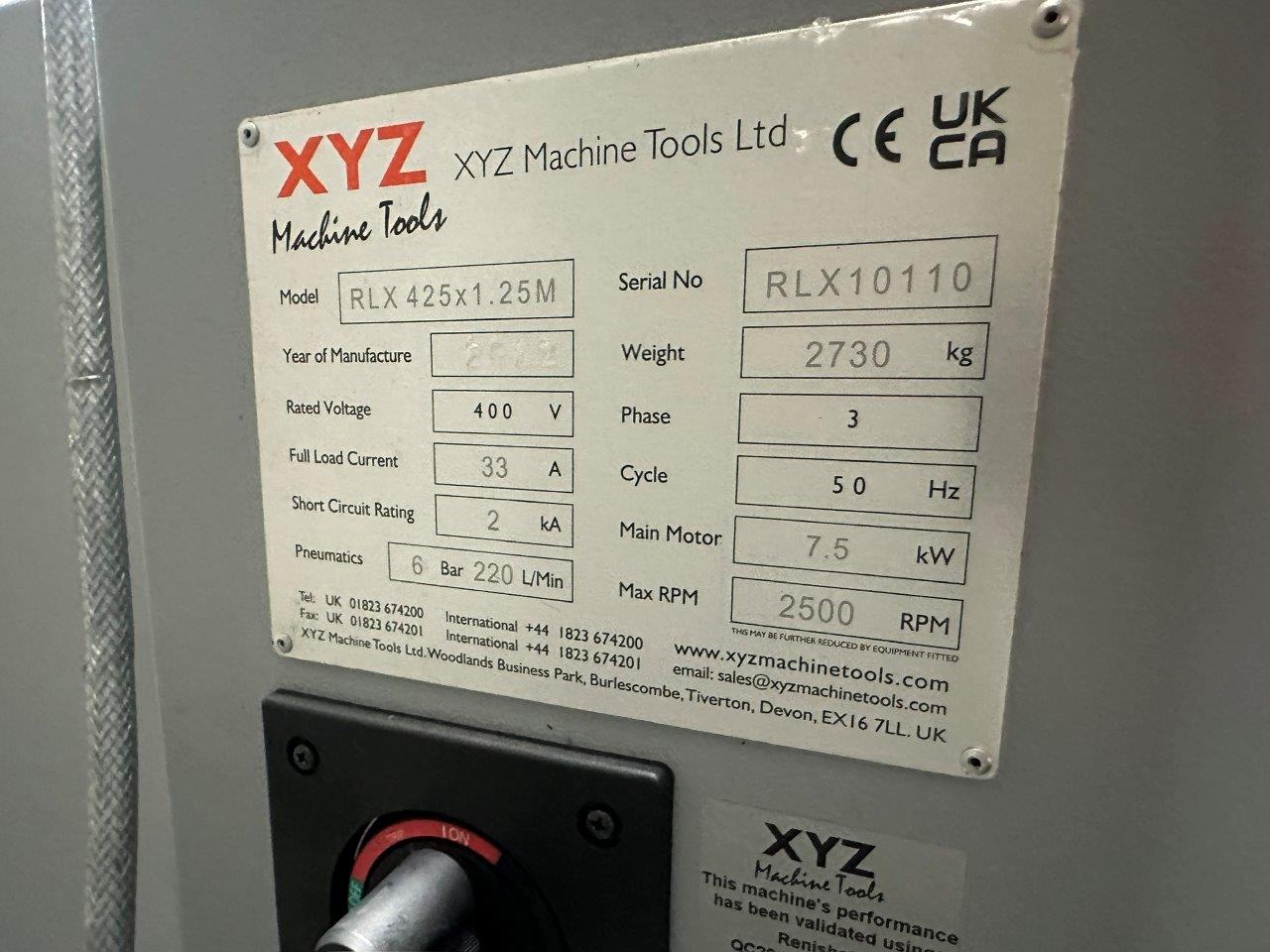 Lathes/Used XYZ Proturn RLX425 X 1.25 Lathe (4914)