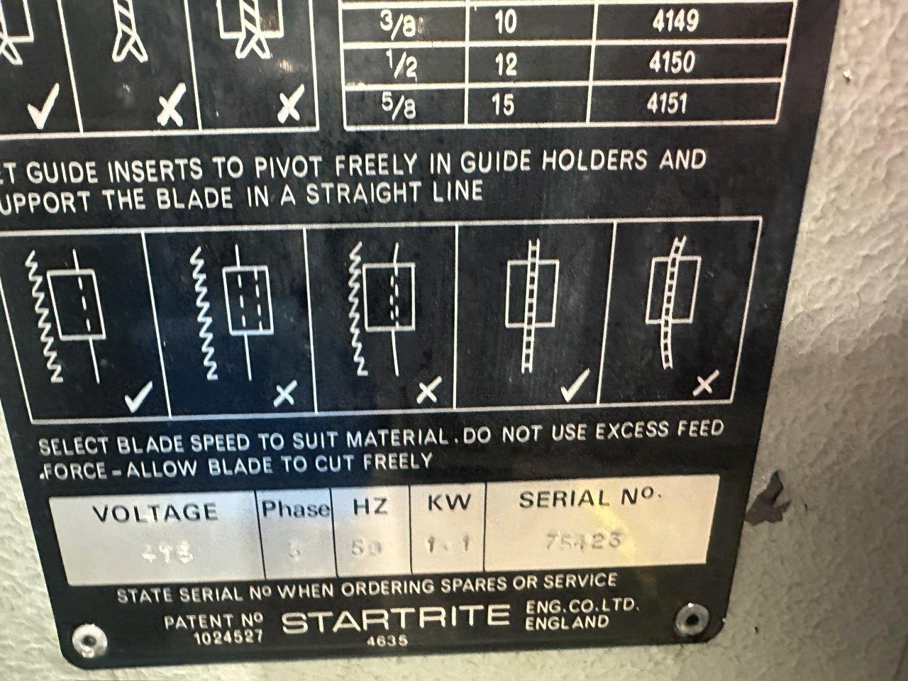 Vertical Bandsaws/Used Startrite 30RWS Vertical Bandsaw (4896)