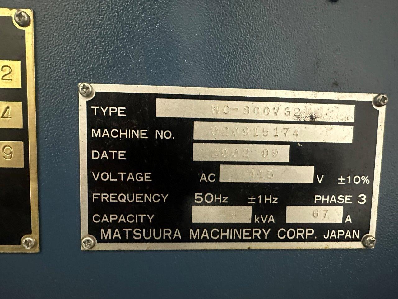 Vertical Machining Centres/Used Matsuura MC800VG II Vertical Machining Centre (4907)